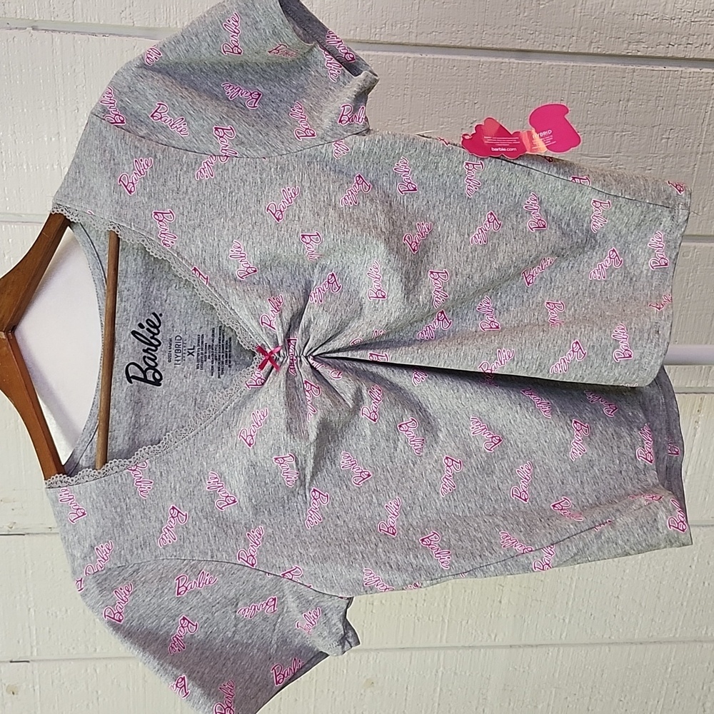 Barbie HYBRID I  Heather Gray Pink Sleep Top Barbie-core Style Cotton XL